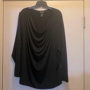 Lane Bryant Black Cowl drape neck and front long sleeve knit top Size 26/28